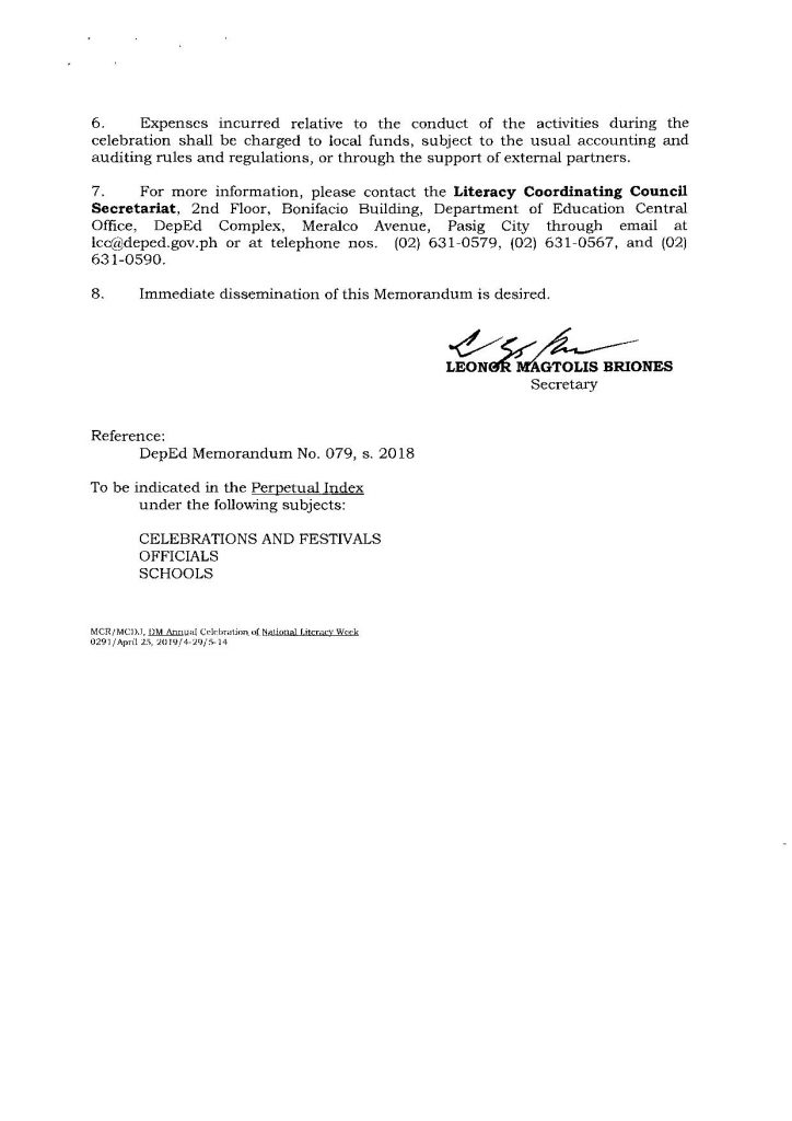 DepEd Memorandum No. 72, s.2019: Annual Celebration of the National ...