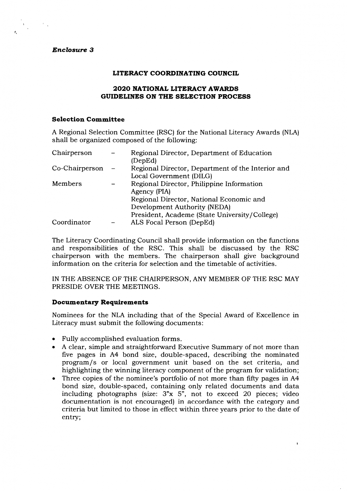 DepEd Memorandum No. 041, s. 2020: 2020 National Literacy Awards - LCC ...