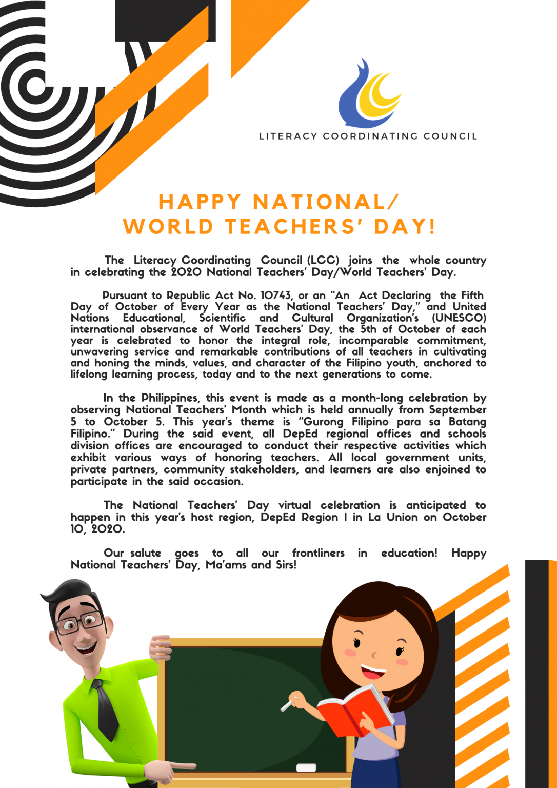 LCC Celebrates the 2020 National Teachers' Day/ World Teachers' Day