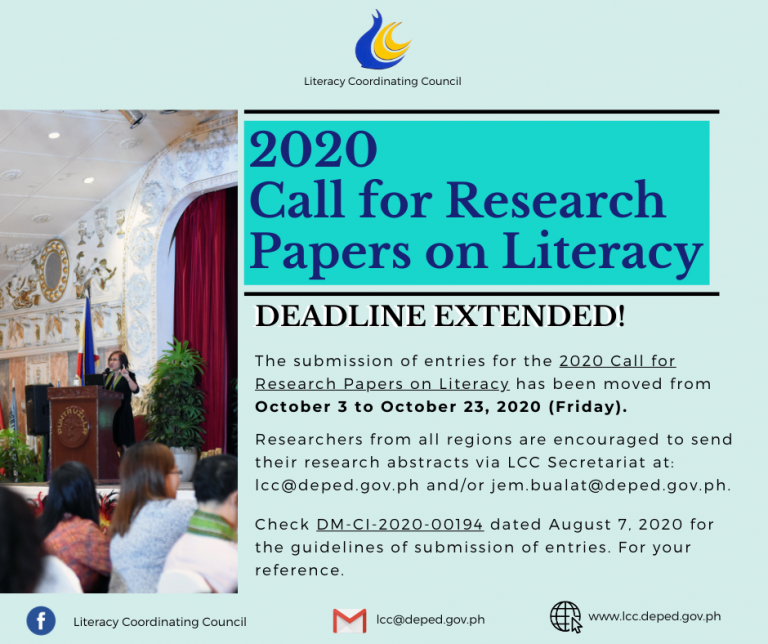 2020 Call for Research Papers on Literacy (Extension of Deadline) LCC